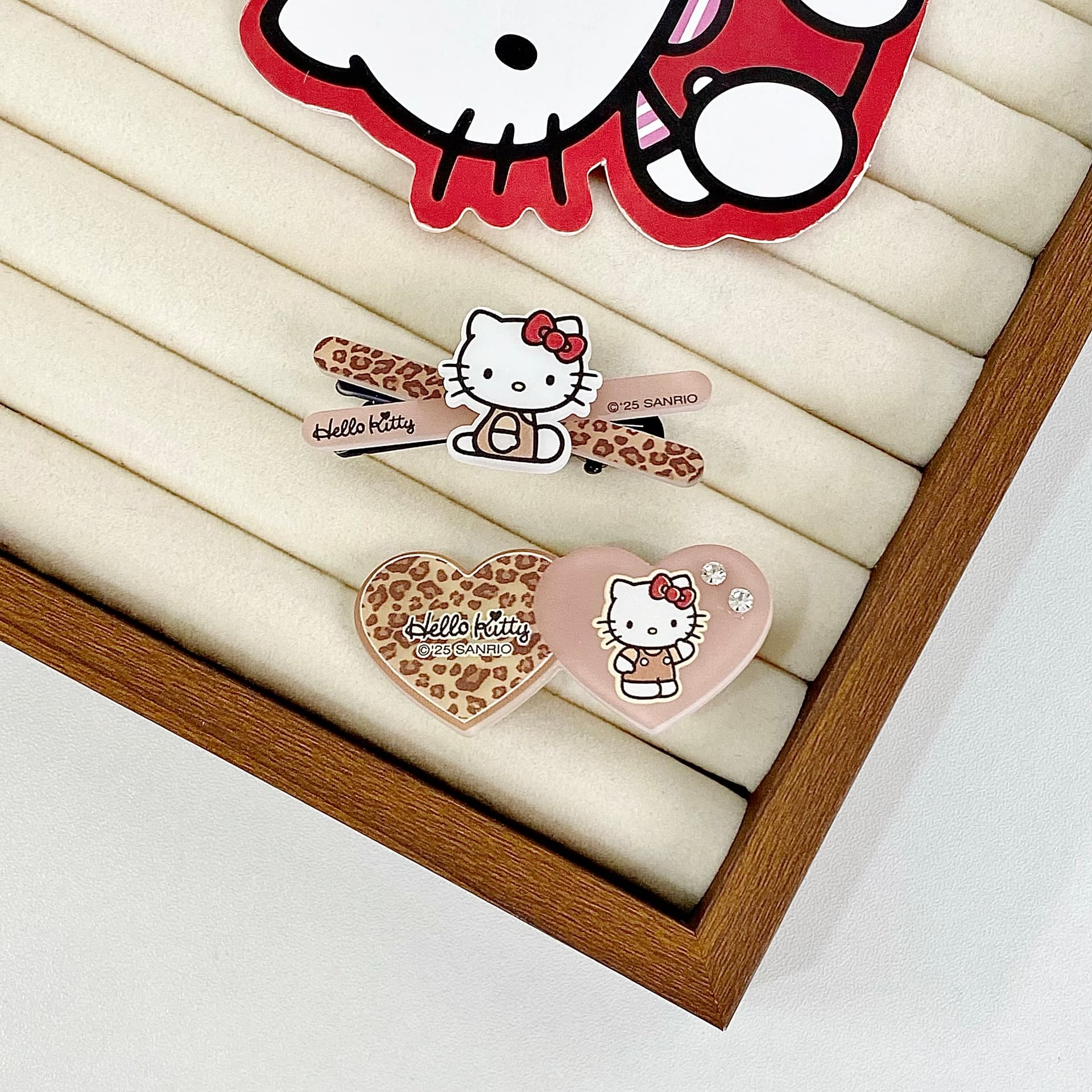 Заколка Sanrio Хелло Китти Леопардовый принт Гавайи Мультяшный рисунок Заколки для волос Милый и симпатичный Освежающий Привлекательный Чёлка Акрил - изображение 5