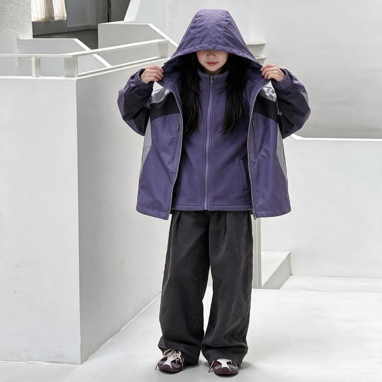 BOBBY ABLEY Фиолетовый 3-в-1 (Пальто+Подкладка) Kids Туристическая одежда - изображение 4