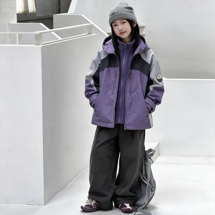 BOBBY ABLEY Фиолетовый 3-в-1 (Пальто+Подкладка) Kids Туристическая одежда - изображение 8