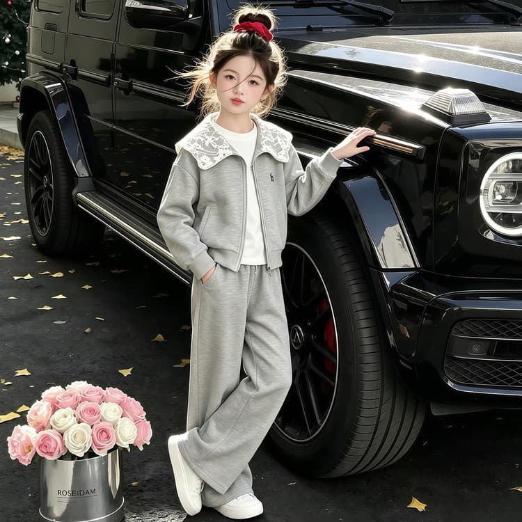 BOBBY ABLEY Корейский стиль Воротник из кружева Набор волшебных цветов Kids Повседневные спортивные костюмы Наборы - изображение 2