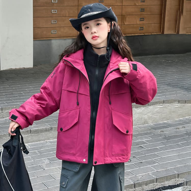 BOBBY ABLEY Розовый Красный 3-в-1 (Утепленный пальто + Подкладка) Детская Туристическая Одежда - изображение 6