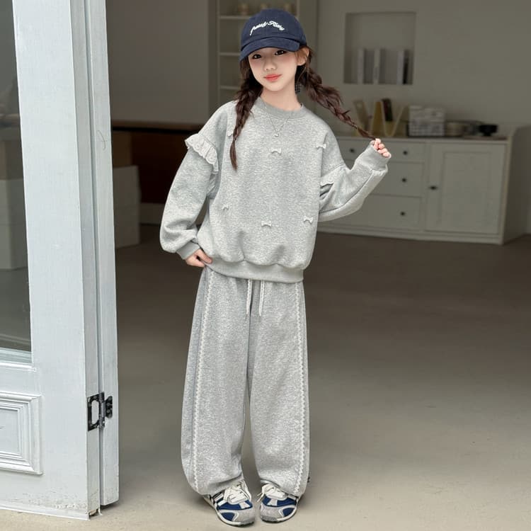 BOBBY ABLEY Кружевная отделка Бант Одежда Наборы Kids Повседневные спортивные костюмы Наборы - изображение 4