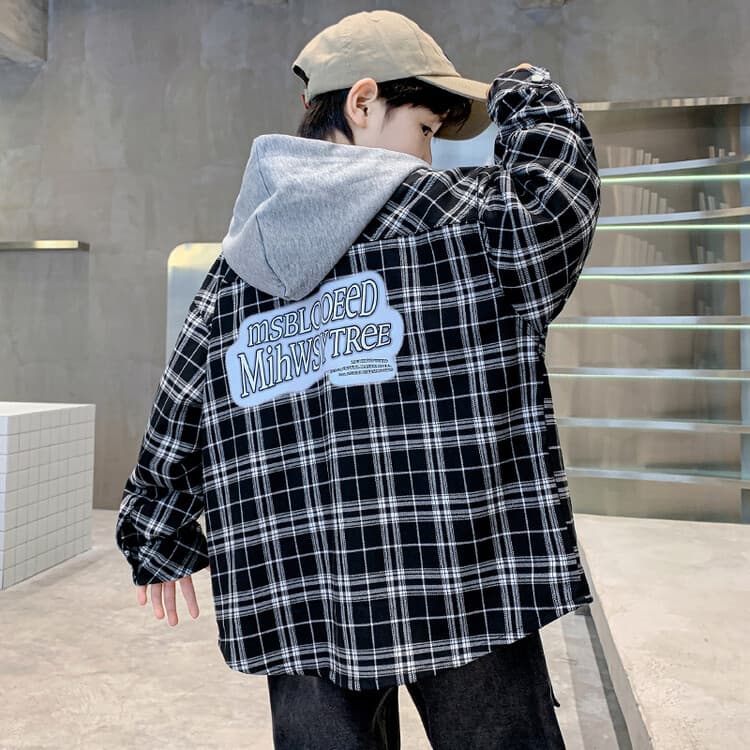 BOBBY ABLEY Черно-белая клетка Kids Повседневный Рубашки - изображение 5