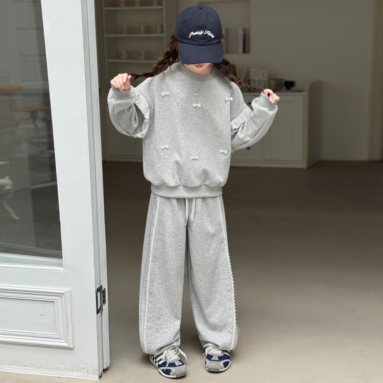 BOBBY ABLEY Кружевная отделка Бант Одежда Наборы Kids Повседневные спортивные костюмы Наборы - изображение 3