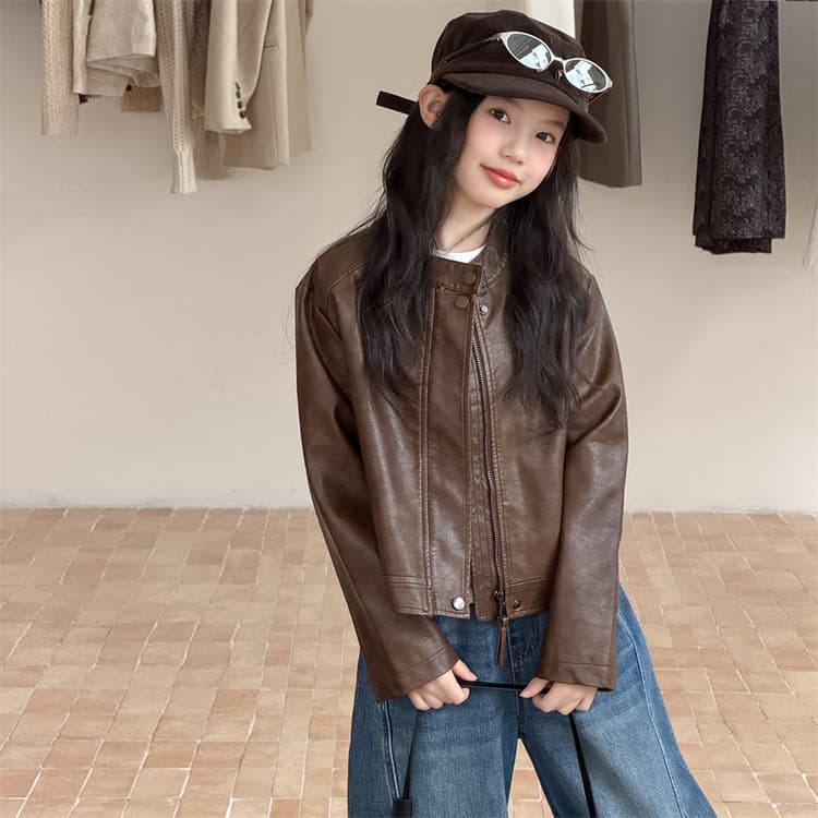 BOBBY ABLEY Темный кофейный Кожа Куртка Kids Куртки - изображение 6