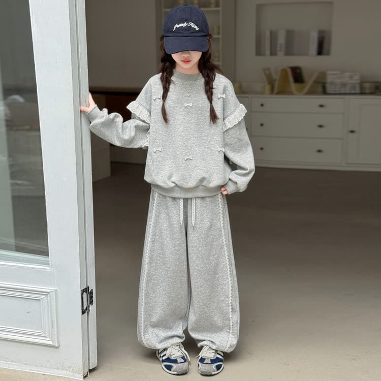 BOBBY ABLEY Кружевная отделка Бант Одежда Наборы Kids Повседневные спортивные костюмы Наборы - изображение 6