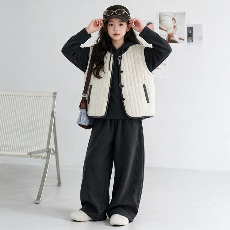 BOBBY ABLEY Серый комплект из трех предметов (Топ + Штаны + Жилет) Kids Повседневный спортивный костюм Комплекты - изображение 3