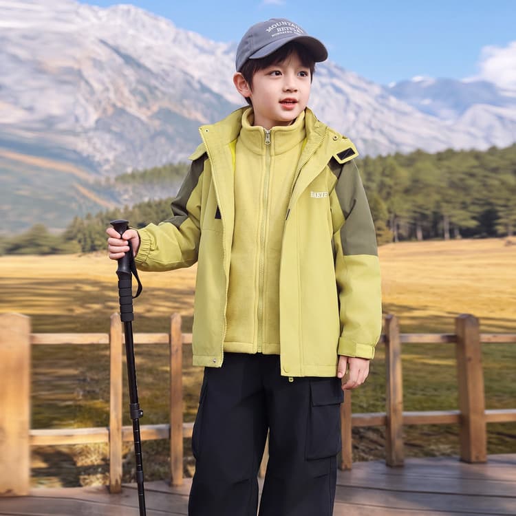 BOBBY ABLEY Зеленый 3-в-1 (Пальто + Подкладка) Kids Туристическая одежда - изображение 3