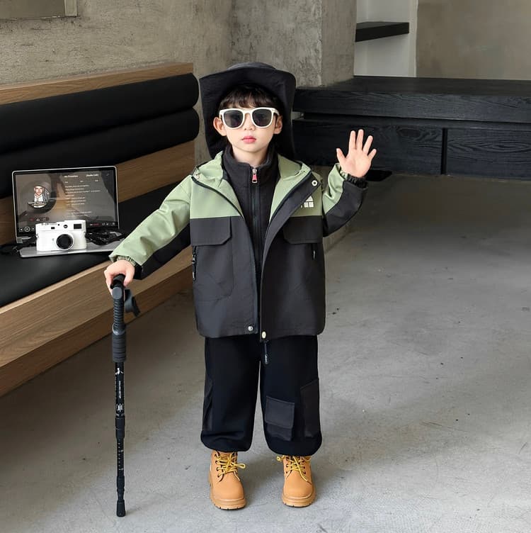 BOBBY ABLEY Армейский зеленый 3-в-1 (Пальто+Подкладка) Kids Туристическая одежда - изображение 2
