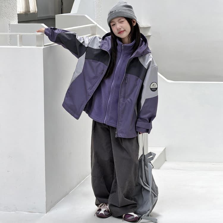 BOBBY ABLEY Фиолетовый 3-в-1 (Пальто+Подкладка) Kids Туристическая одежда - изображение 2
