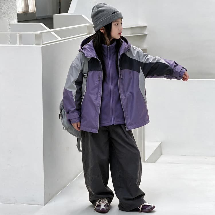 BOBBY ABLEY Фиолетовый 3-в-1 (Пальто+Подкладка) Kids Туристическая одежда - изображение 3
