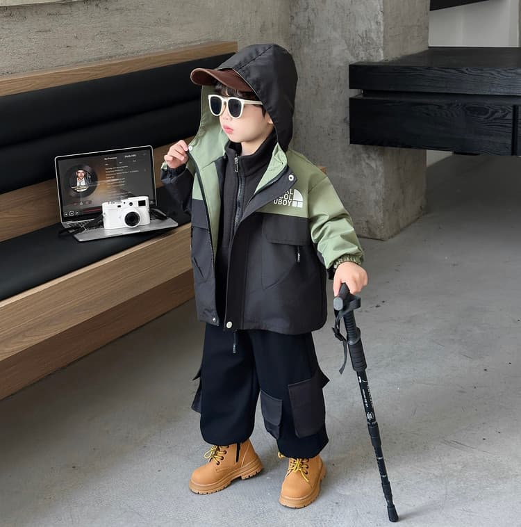 BOBBY ABLEY Армейский зеленый 3-в-1 (Пальто+Подкладка) Kids Туристическая одежда - изображение 3