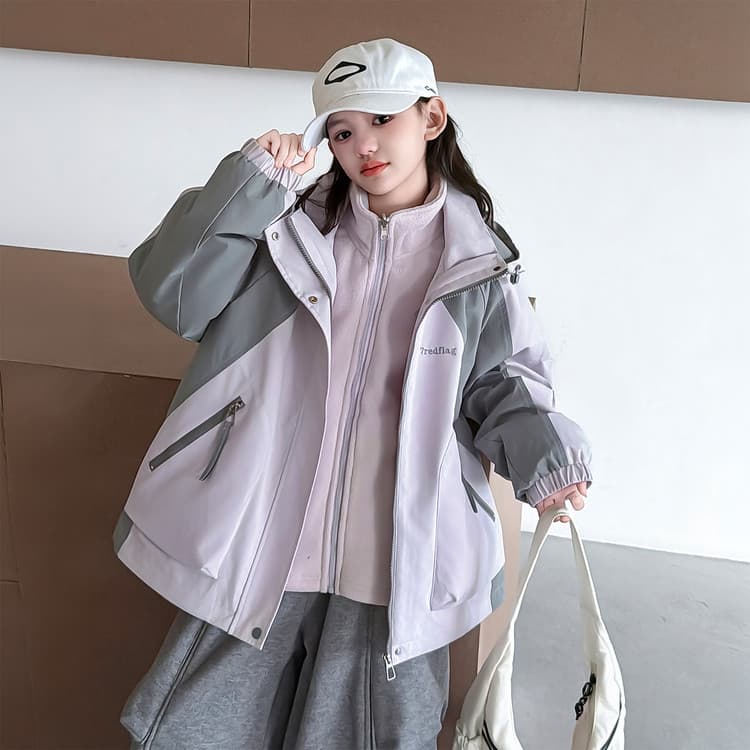 BOBBY ABLEY Фиолетовый 3-в-1 (Пальто+Подкладка) Kids Туристическая одежда - изображение 5