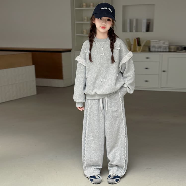 BOBBY ABLEY Кружевная отделка Бант Одежда Наборы Kids Повседневные спортивные костюмы Наборы - изображение 2