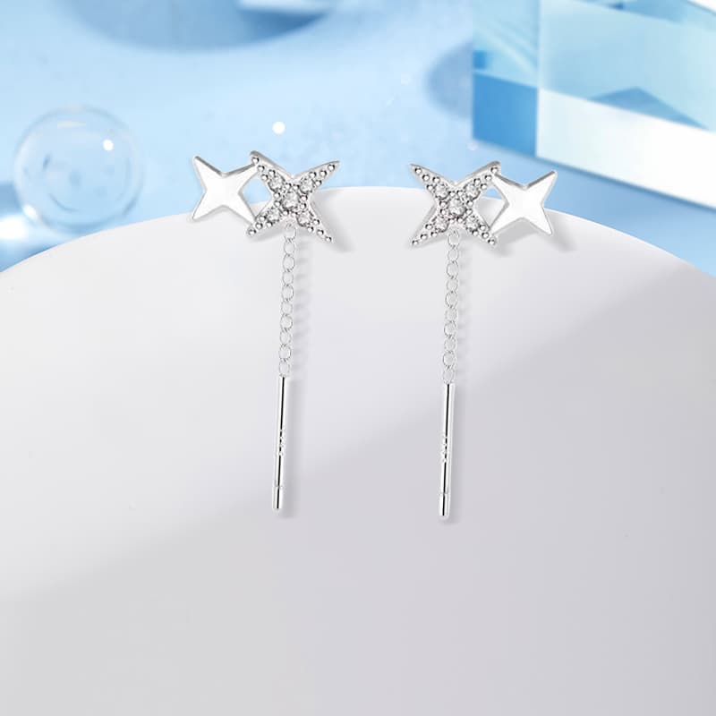 Inkopper Серьги-подвески из серебра 925 пробы с серебряной иглой женские - изображение 4
