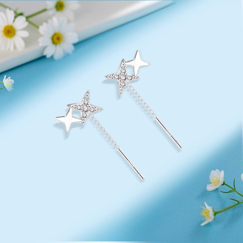 Inkopper Серьги-подвески из серебра 925 пробы с серебряной иглой женские - изображение 2