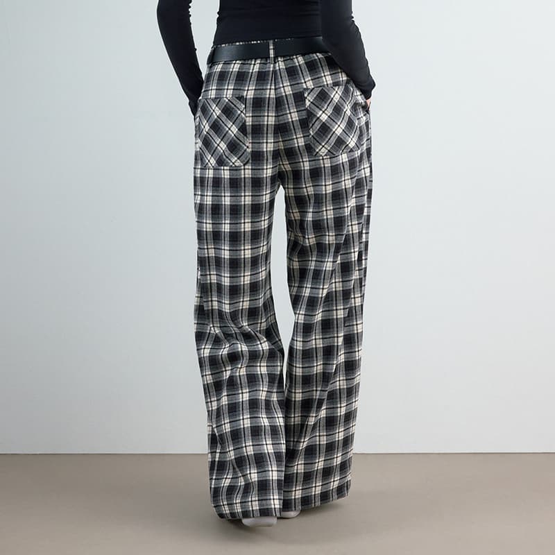 Штаны BONELESS Cut Black White Plaid Women's Casual Pants - изображение 5