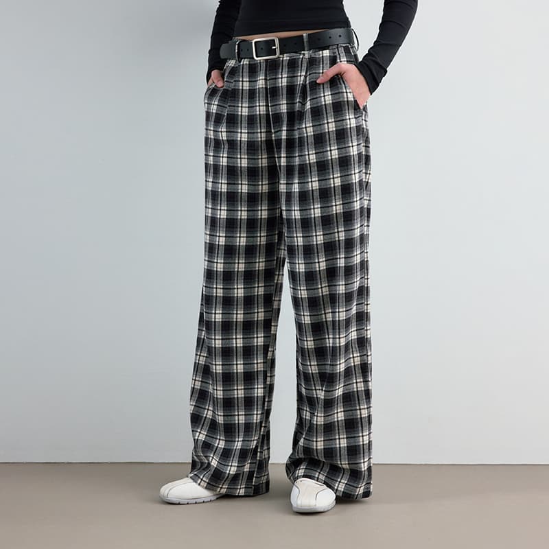 Штаны BONELESS Cut Black White Plaid Women's Casual Pants - изображение 3