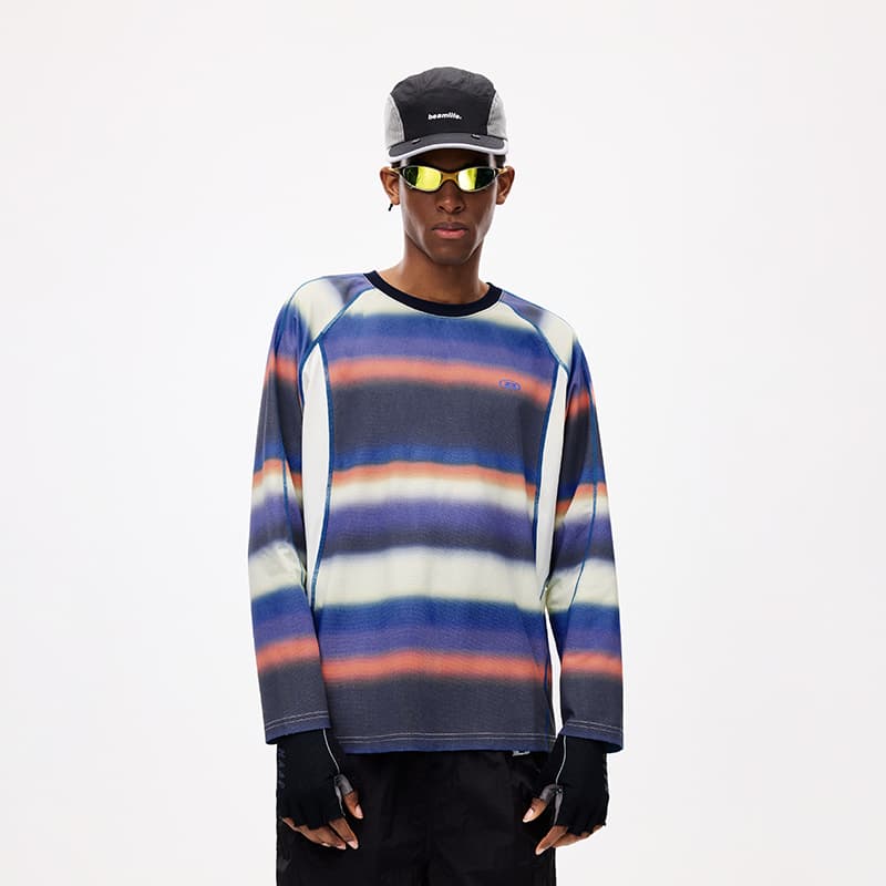 Футболка BONELESS Cut Purple Blue Stripes Unisex T-Shirts - изображение 3