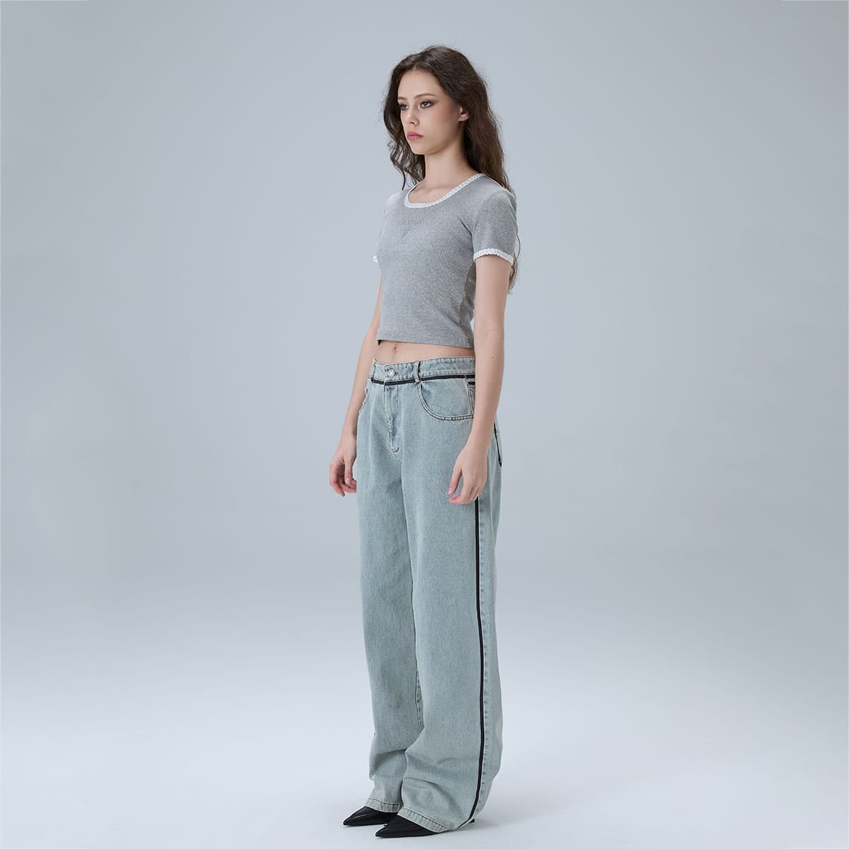 Штаны Charlie Luciano Grey White Jeans - изображение 5