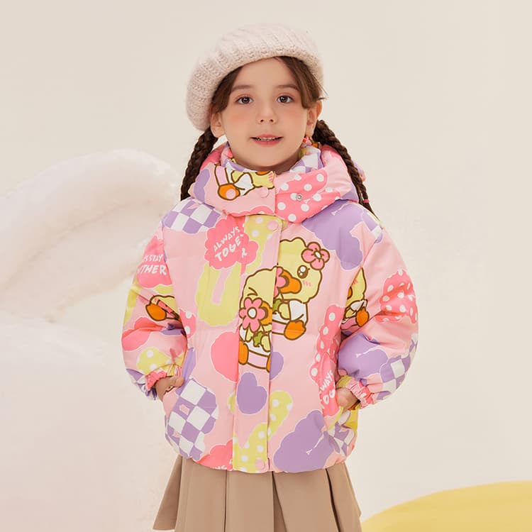 B.Duck Пуховик Розово-вишневый Детский для детей 3-7 лет - изображение 4