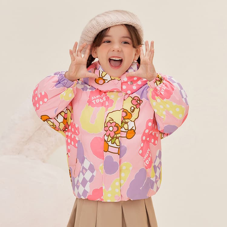 B.Duck Пуховик Розово-вишневый Детский для детей 3-7 лет - изображение 3