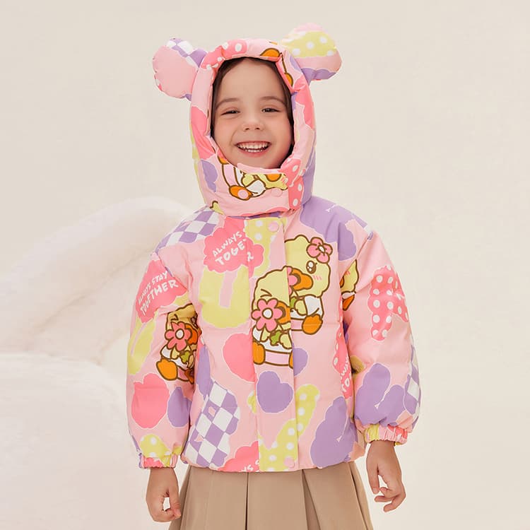 B.Duck Пуховик Розово-вишневый Детский для детей 3-7 лет - изображение 5