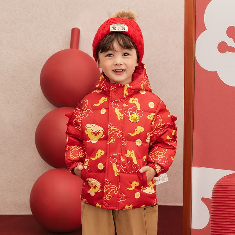 B.Duck Пуховик Классический Красный Детский Возраст 3-7 Лет - изображение 5