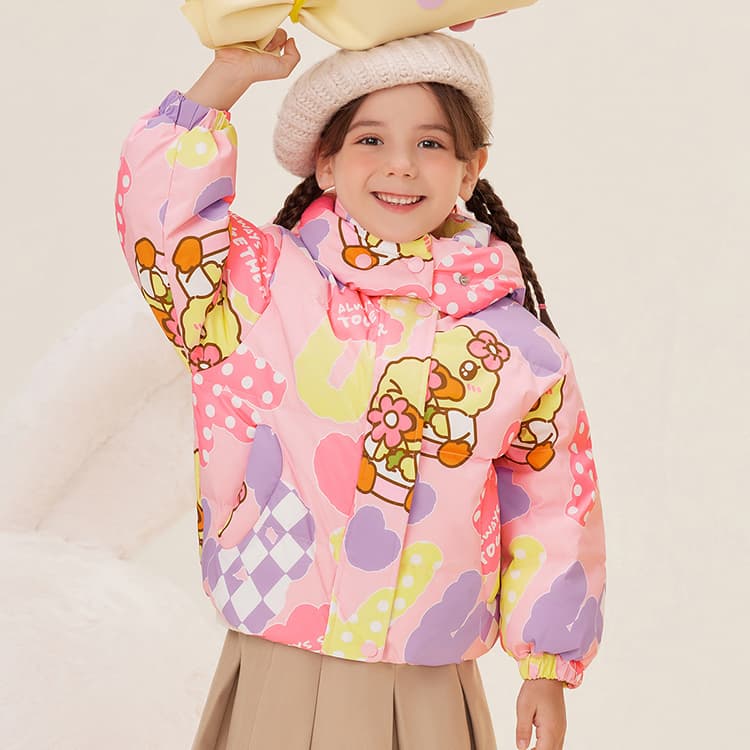 B.Duck Пуховик Розово-вишневый Детский для детей 3-7 лет - изображение 6