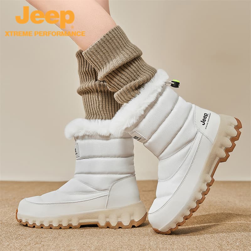 Ботинки зимние Средние сноубутсы Jeep унисекс белые - изображение 7