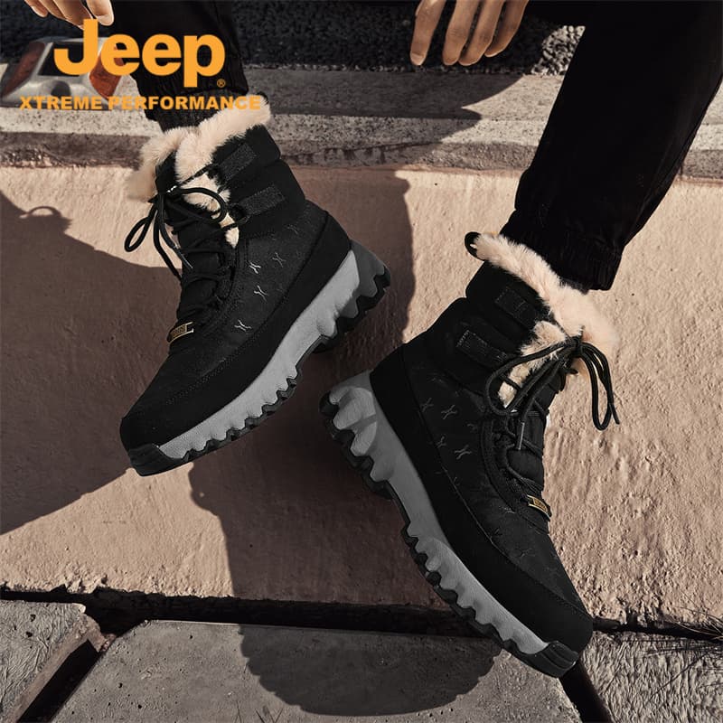 Ботинки зимние Jeep Ткань Удобные Короткие Сноубутсы Унисекс Черные - изображение 8