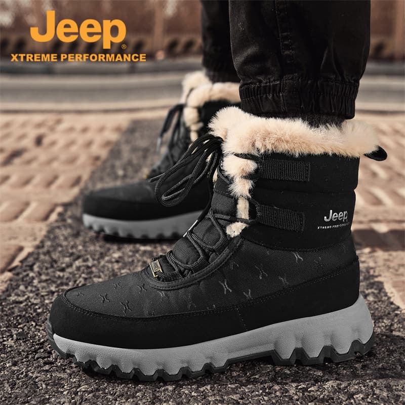 Ботинки зимние Jeep Ткань Удобные Короткие Сноубутсы Унисекс Черные - изображение 7