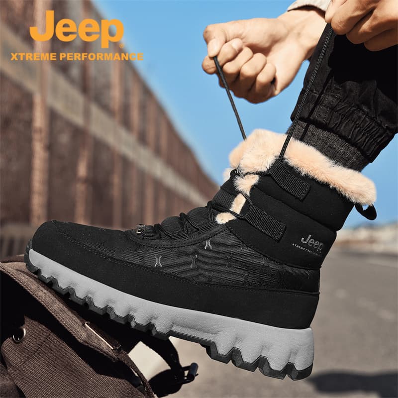 Ботинки зимние Jeep Ткань Удобные Короткие Сноубутсы Унисекс Черные - изображение 6