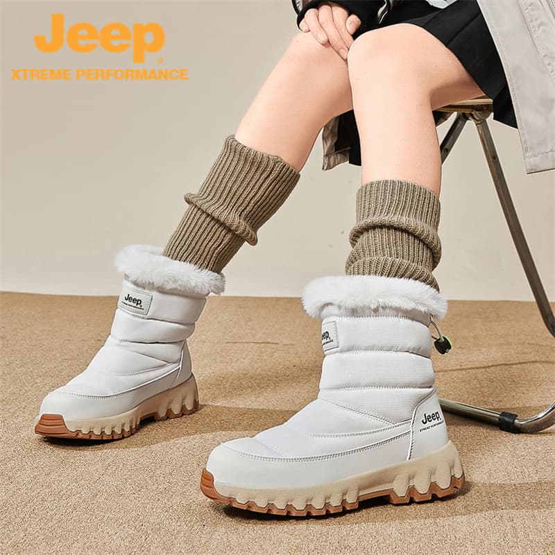 Ботинки зимние Средние сноубутсы Jeep унисекс белые - изображение 8