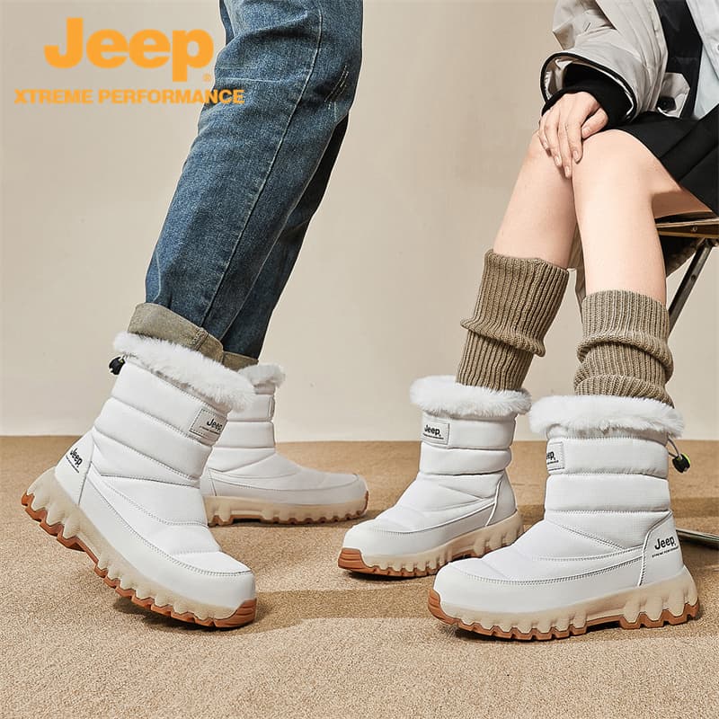 Ботинки зимние Средние сноубутсы Jeep унисекс белые - изображение 6