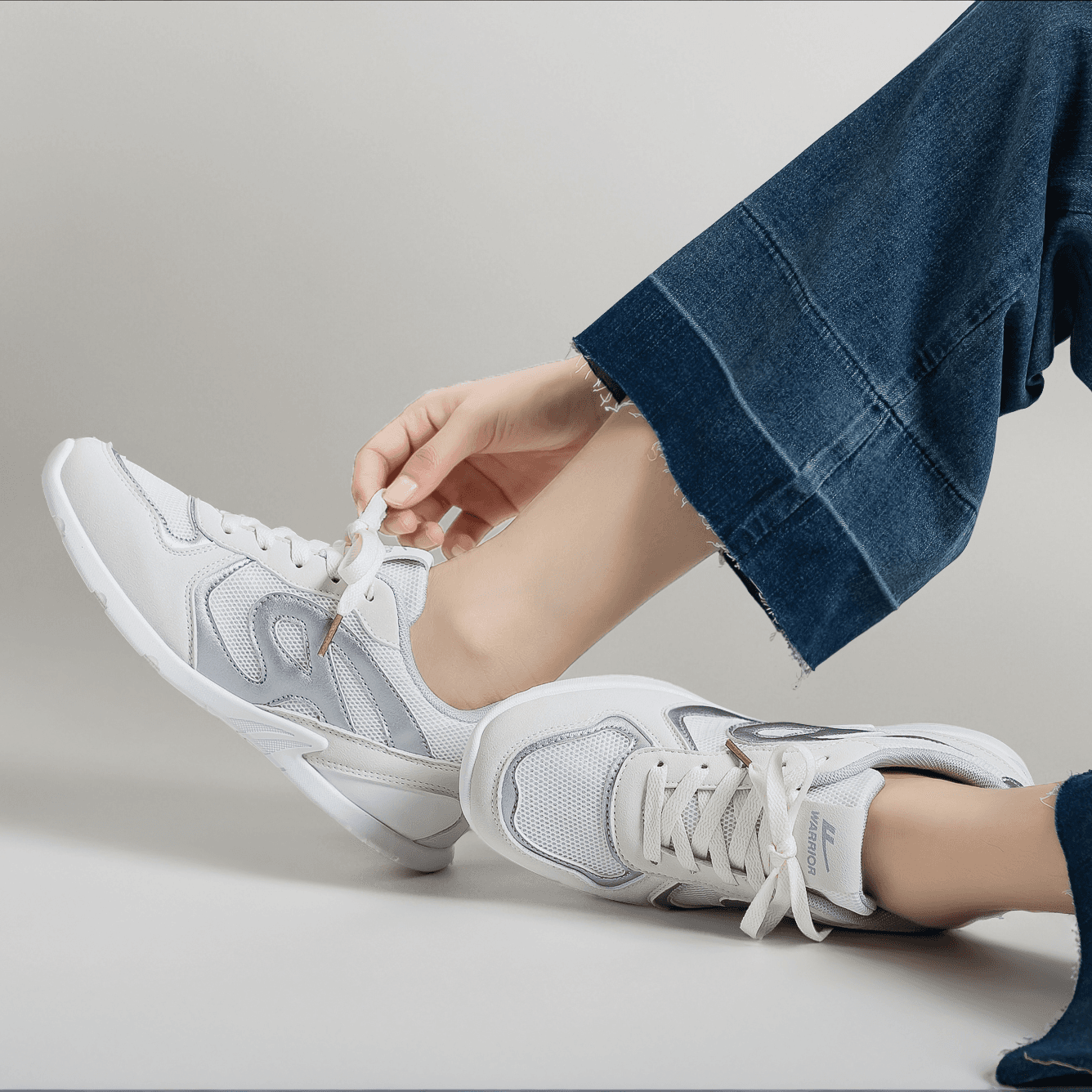 Кроссовки WARRIOR Дышащий Lightweight Breathable And Легкий Low Топ Повседневная обувь Женские Серый белый Серебряный - изображение 6