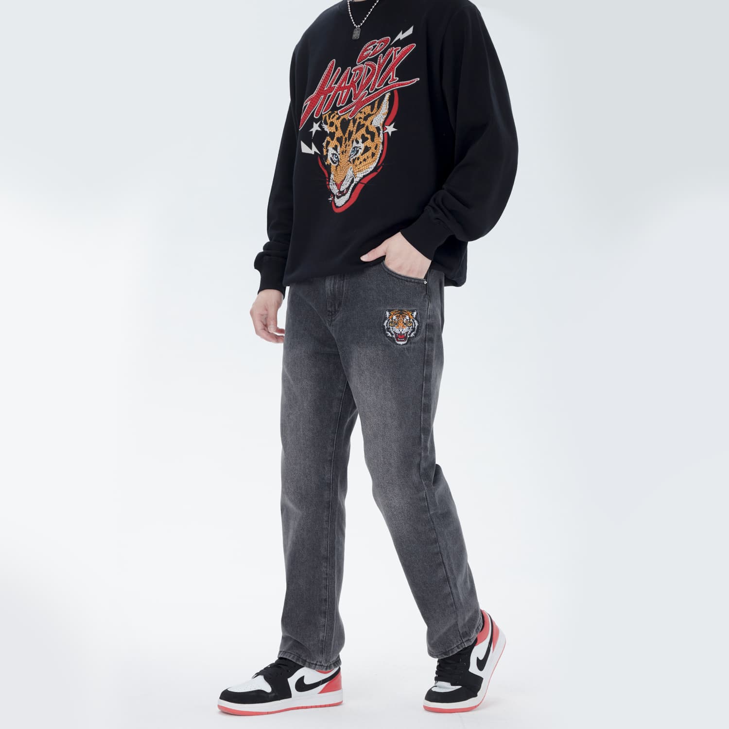 Штаны Ed Hardy Logo Embroidered Jeans - изображение 5
