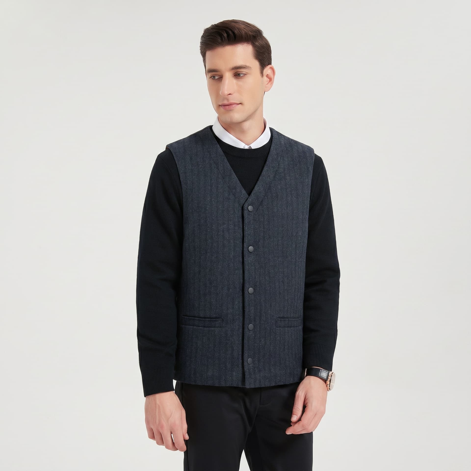 Жилет PIERRE CARDIN Темно-синие мужские жилеты - изображение 5