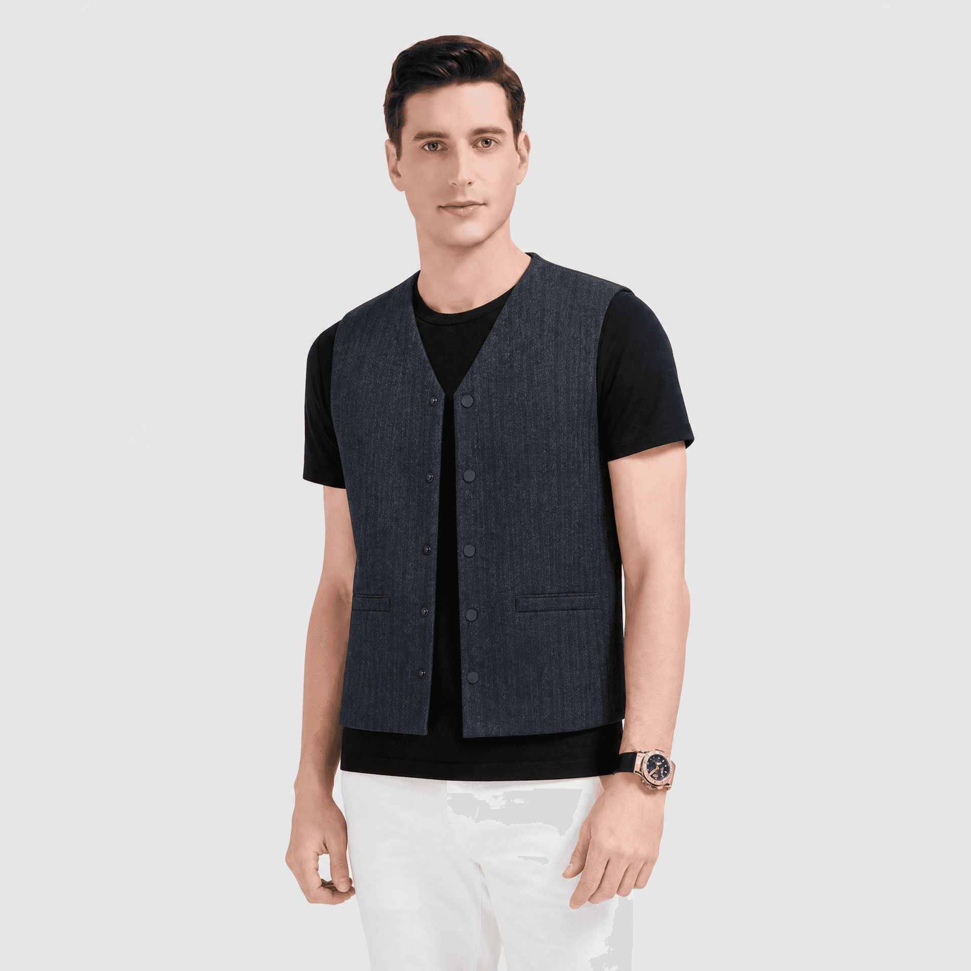 Жилет PIERRE CARDIN Темно-синие мужские жилеты - изображение 6