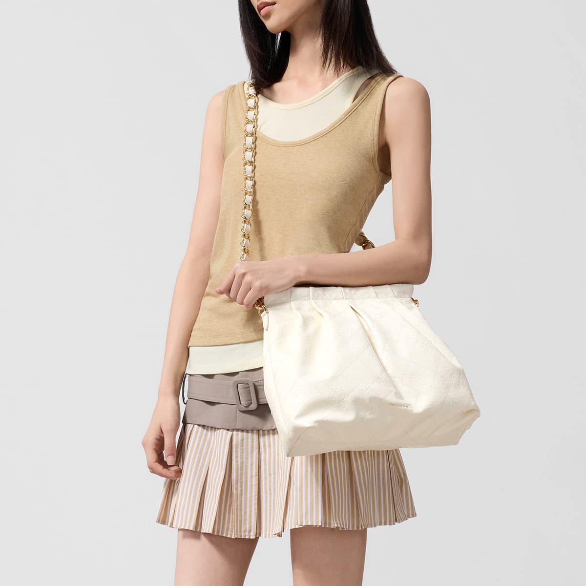 Мини-сумка CHARLES KEITH ПУ (полиуретан) Синтетическая кожа Сумка-хобо Сумки через плечо Большой Женские Многоцветный - изображение 7