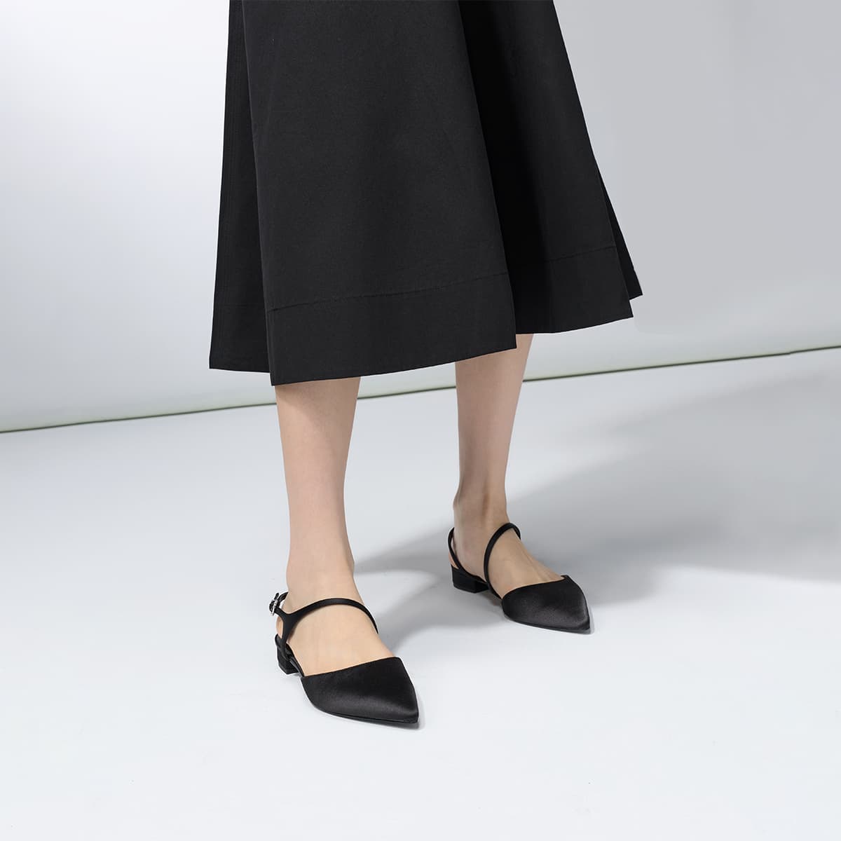 Тапочки CHARLES&KEITH PU ткань Весенние сандалии с острым носком и плоской подошвой Женские повседневные туфли 2,5 см - изображение 4