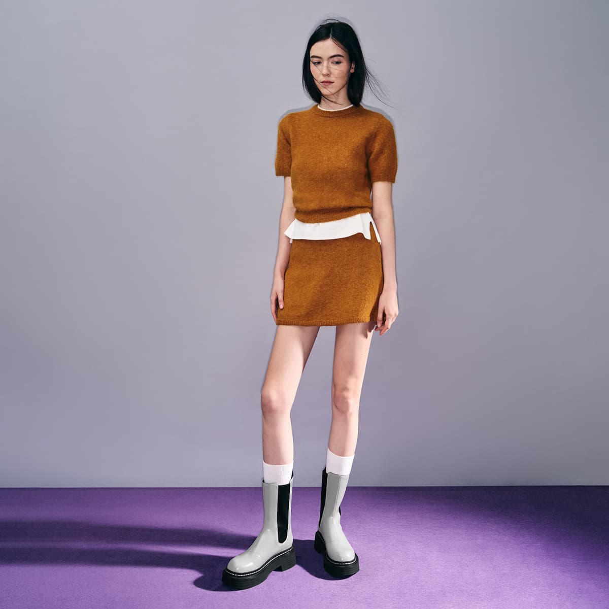 Ботинки челси CHARLES&KEITH Ботинки челси на платформе с круглым носком из искусственной кожи, 22 см, женские, каблук 6,5 см - изображение 6