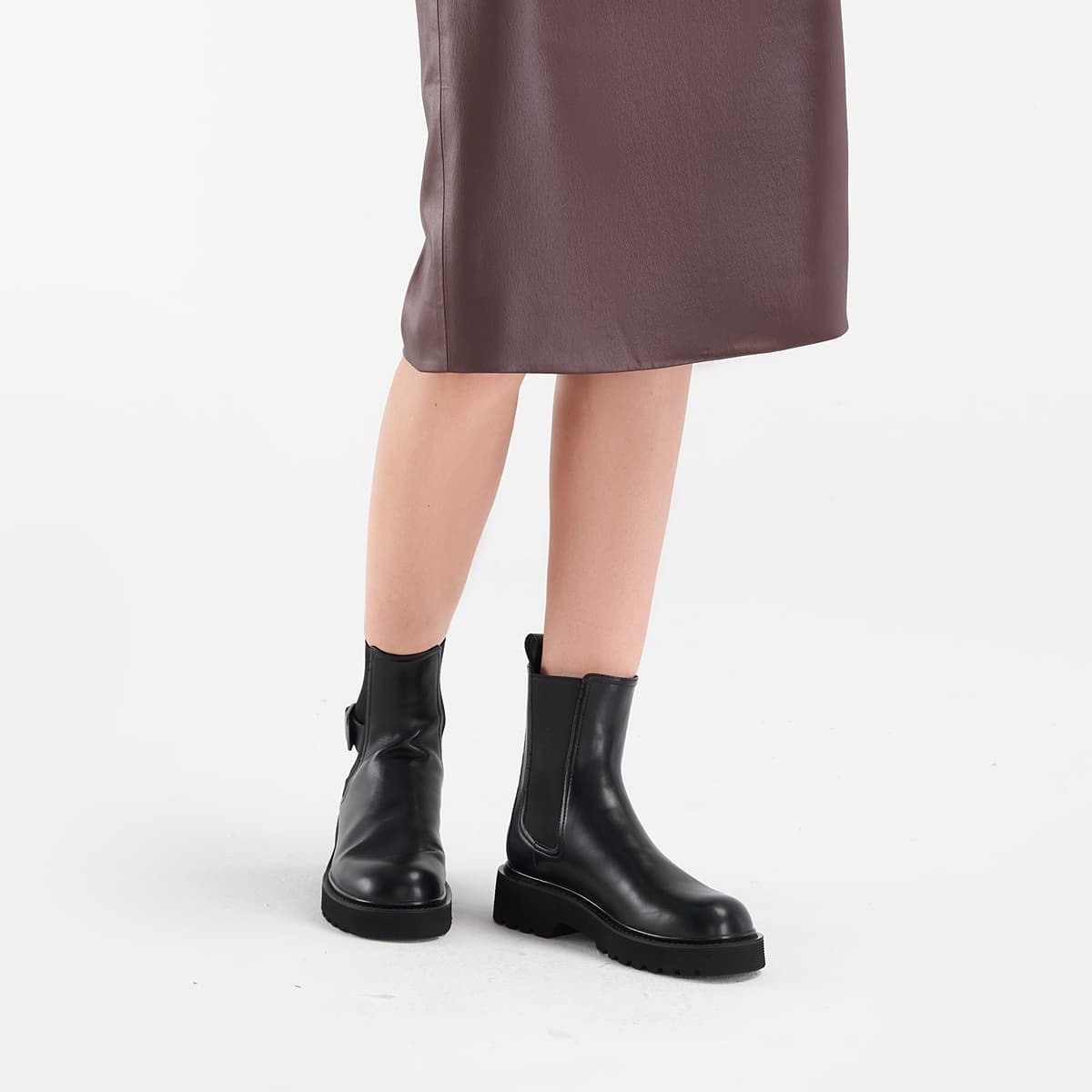 Сапоги CHARLES KEITH Маленькие ботильоны CK PU (полиуретан) 4,3 см женские черный темно-коричневый темно-кофейный мел-белый - изображение 11