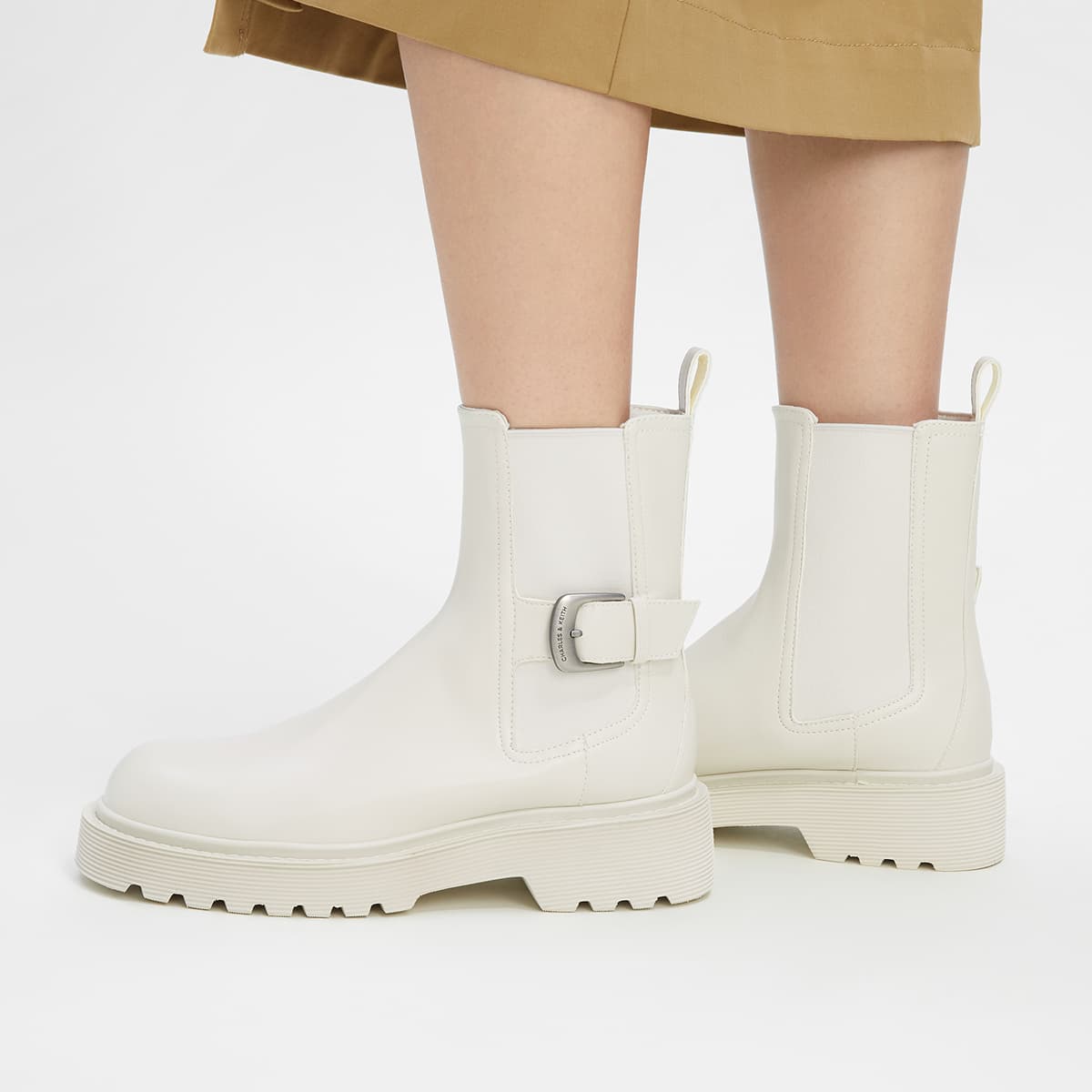 Сапоги CHARLES KEITH Маленькие ботильоны CK PU (полиуретан) 4,3 см женские черный темно-коричневый темно-кофейный мел-белый - изображение 14