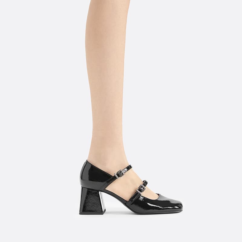 Тапочки CHARLESKEITH ck PU 6cm Black PatentBeige - изображение 4