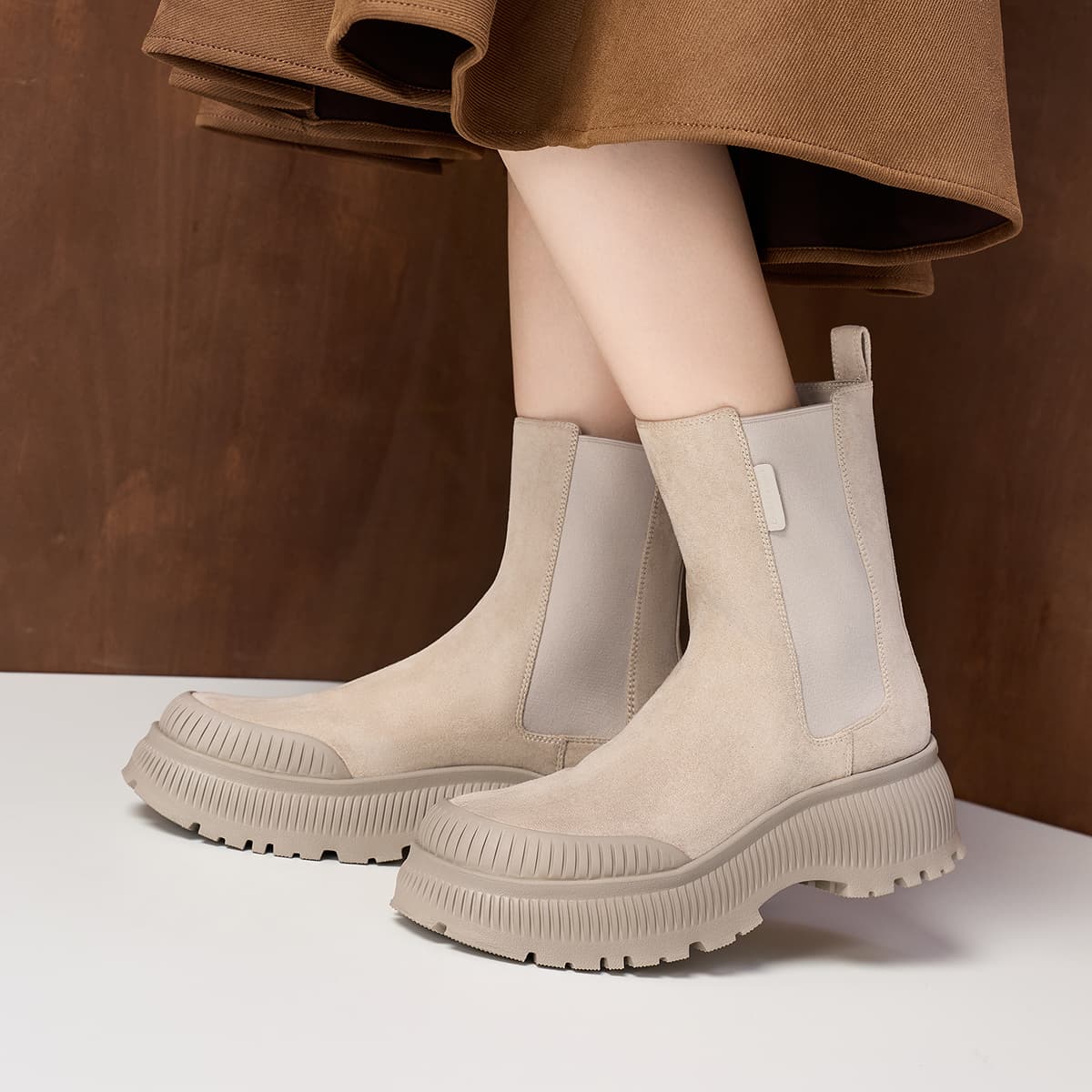 Ботинки челси CHARLES&KEITH PU ботинки челси на платформе 5,4 см с круглым носком женские - изображение 4