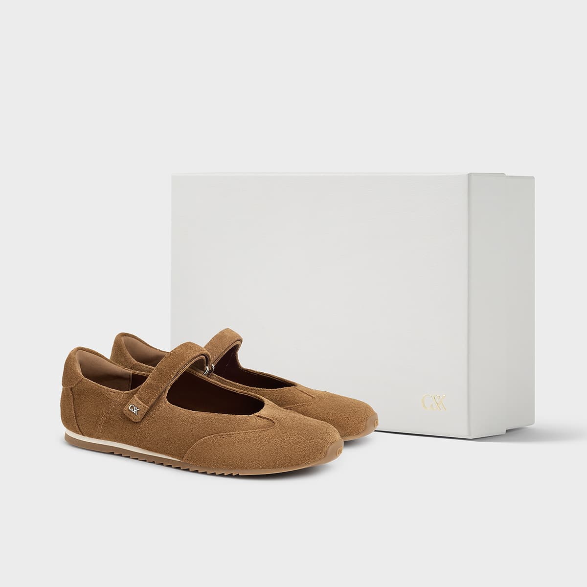 CHARLES&KEITH Верхний слой коровьей кожи Искусственная замша Плоский Туфли Мэри Джейн 1,1 см Женский - изображение 6