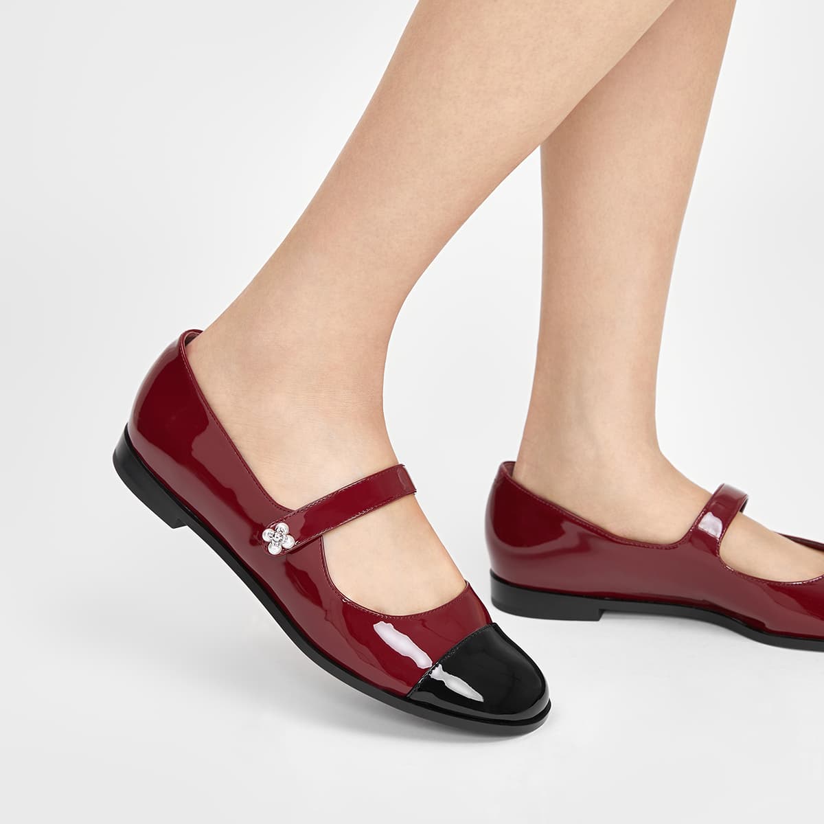 CHARLES&KEITH PU туфли Мэри Джейн на плоской подошве 1,8 см в стиле Шанель из лакированной кожи, многоцветные - изображение 4