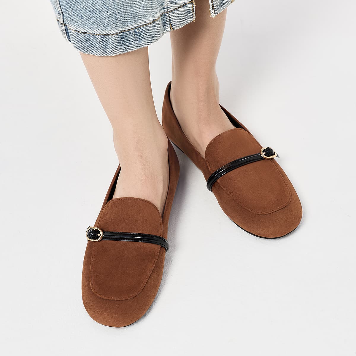 Лоферы CHARLES&KEITH Лоферы из PU ткани с ретро-английским дизайном, тонкой подошвой, круглым носком и декоративной пряжкой 0,8 см женские - изображение 8