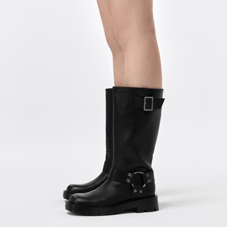 Ботинки CHARLES&KEITH PU ковбойские сапоги с винтажной пряжкой на каблуке 4,1 см - изображение 8